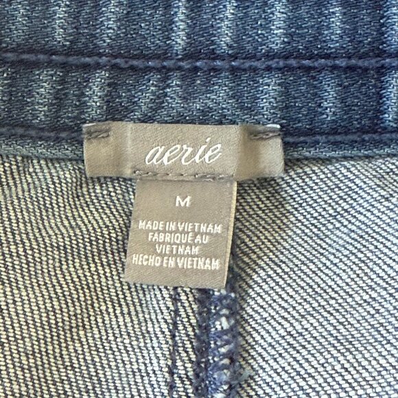 Women's M Aerie Drawstring Raw Hem Denim Shorts - Picture 4 of 6